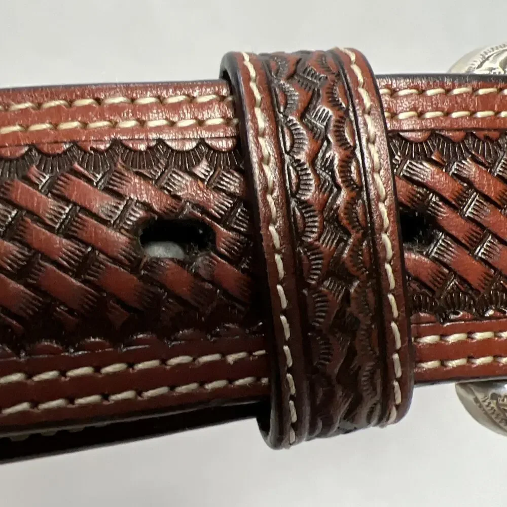 Ranger Belt Company Studded Cowhide Handtooled 40 Western